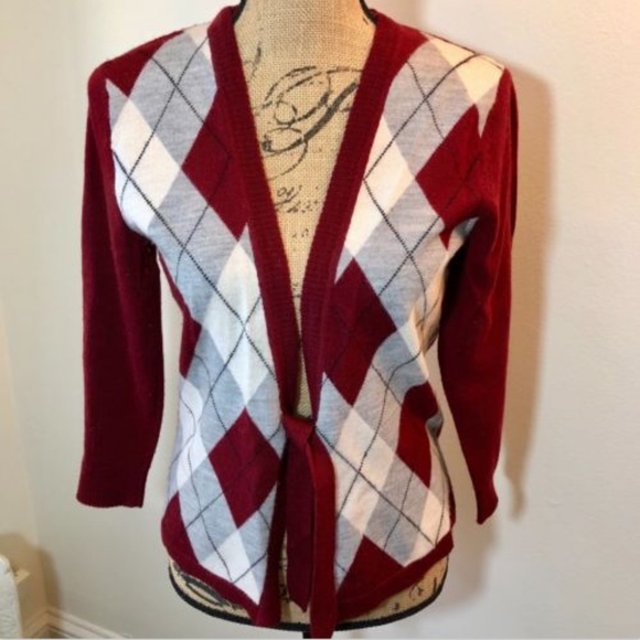mercer & madison Sweaters - 100% Merino Wool Argyle Cardigan Sweater